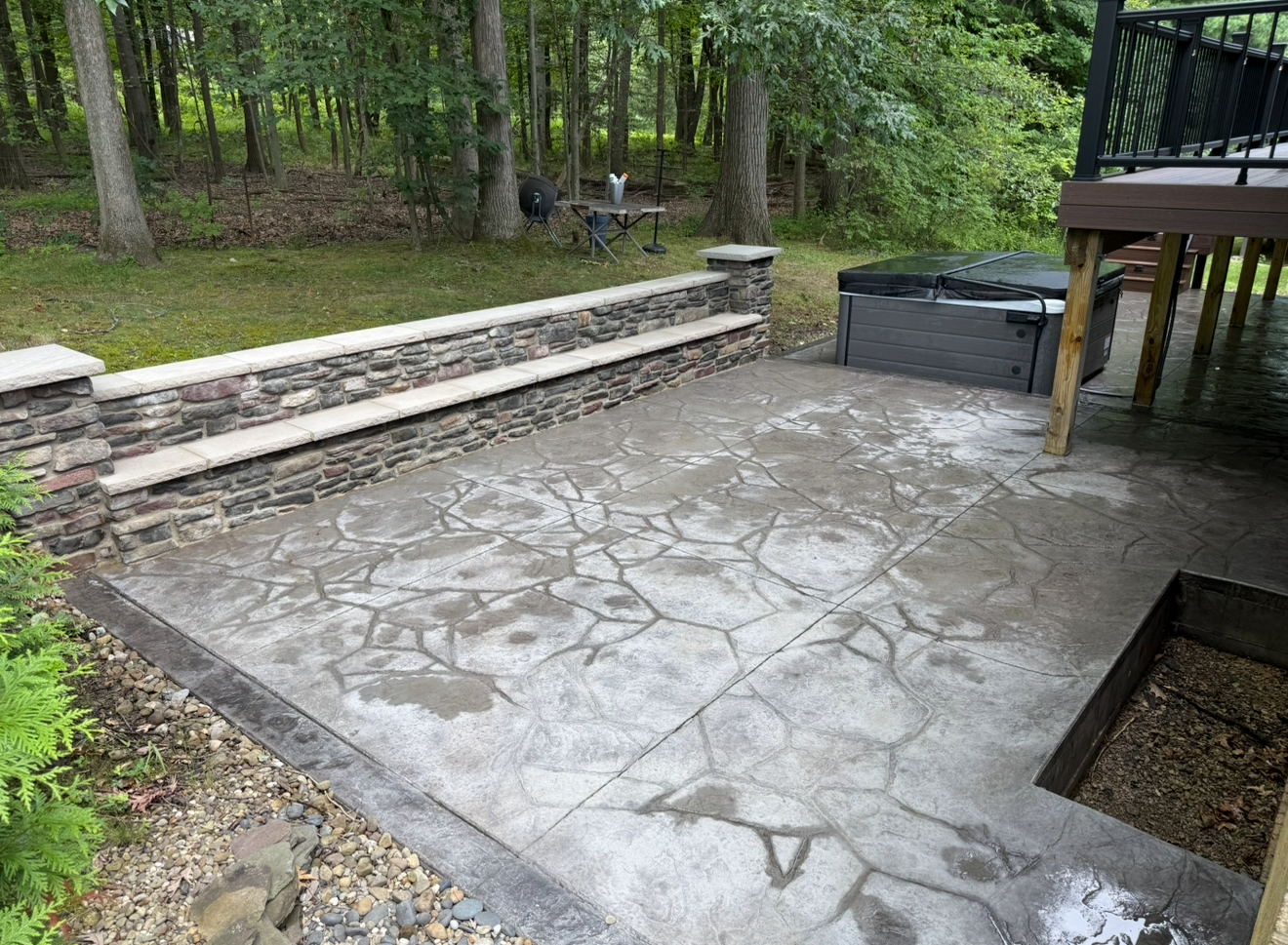 Backyard patio after power washing